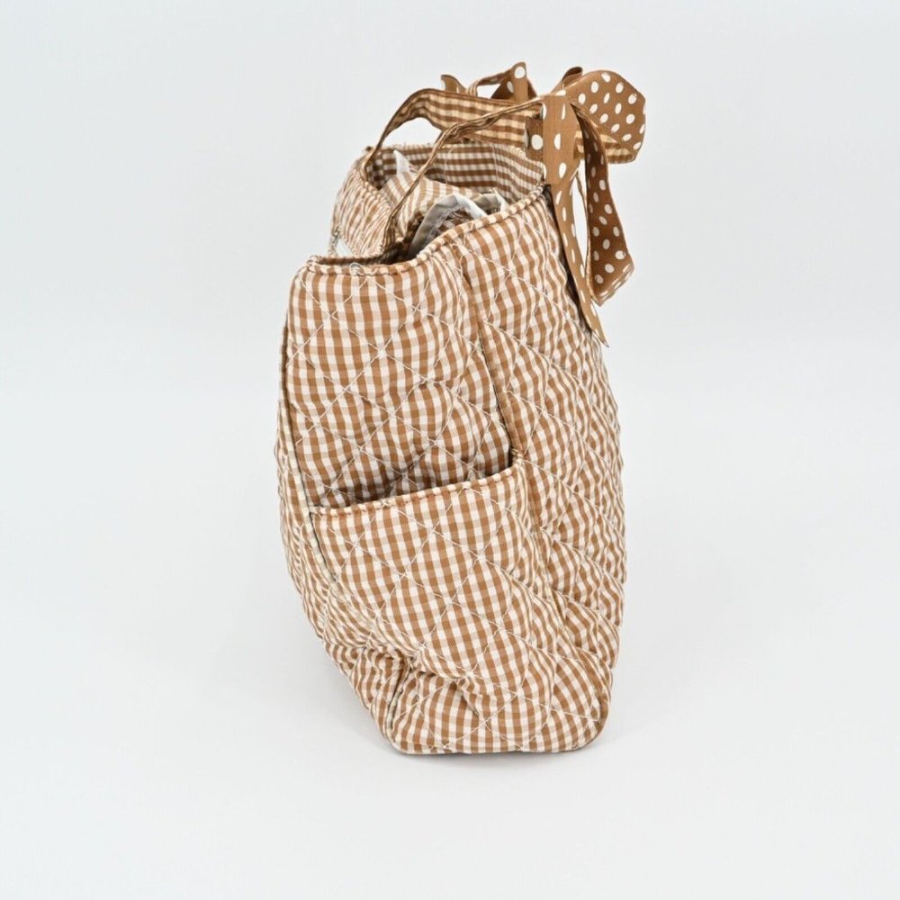 VTG 90s Y2k Deadstock Gingham Polka Dot Quilted Diaper Bag Changing Pad Set - Picture 5 of 9